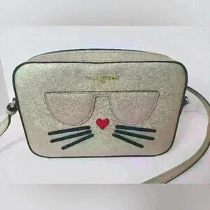 Karl Lagerfeld Paris Gold Cat Purse Crossbody Bag